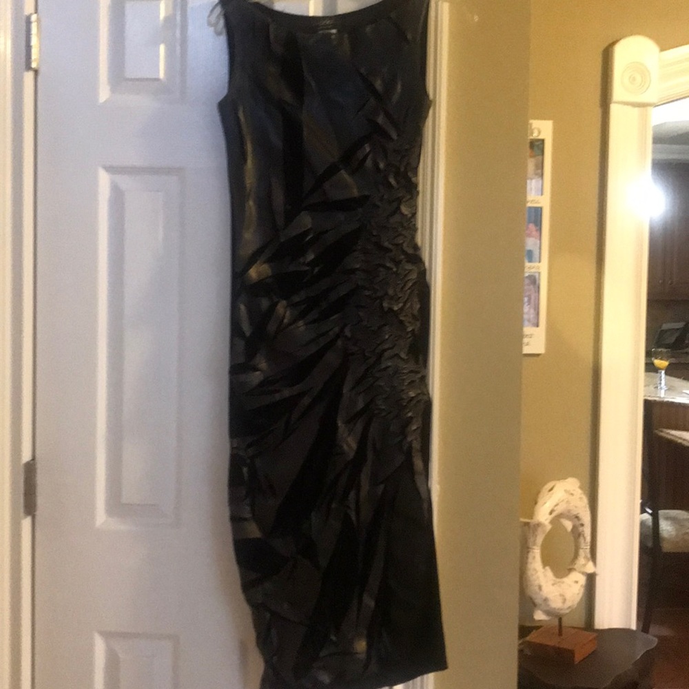 Black faux leather and velvet maxi dress